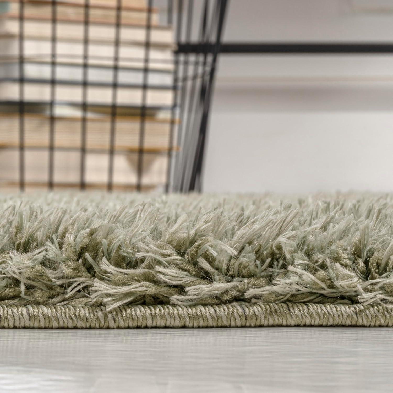 image:imageJONATHAN Y Machine Washable Light Blue Indoor Area Rug 3X5 ft Clayton Coastal Solid Glam Shag for Living Room Bedroom Kitchen Office EasyCleaning PetFriendly NonShedding WSH400E3Green