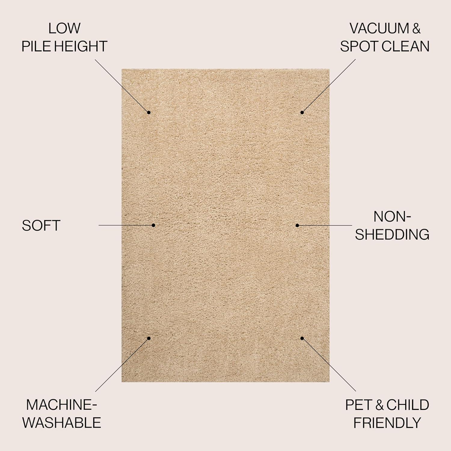 image:imageJONATHAN Y Machine Washable Light Blue Indoor Area Rug 3X5 ft Clayton Coastal Solid Glam Shag for Living Room Bedroom Kitchen Office EasyCleaning PetFriendly NonShedding WSH400E3Ivory