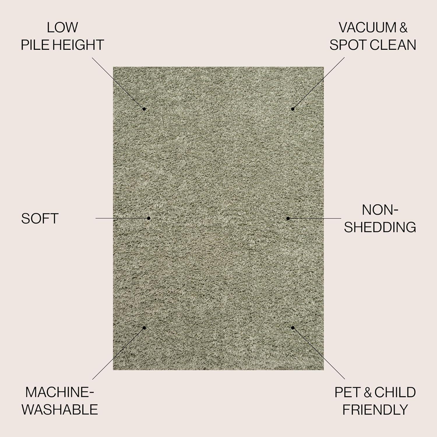 image:imageJONATHAN Y Machine Washable Light Blue Indoor Area Rug 3X5 ft Clayton Coastal Solid Glam Shag for Living Room Bedroom Kitchen Office EasyCleaning PetFriendly NonShedding WSH400E3Green