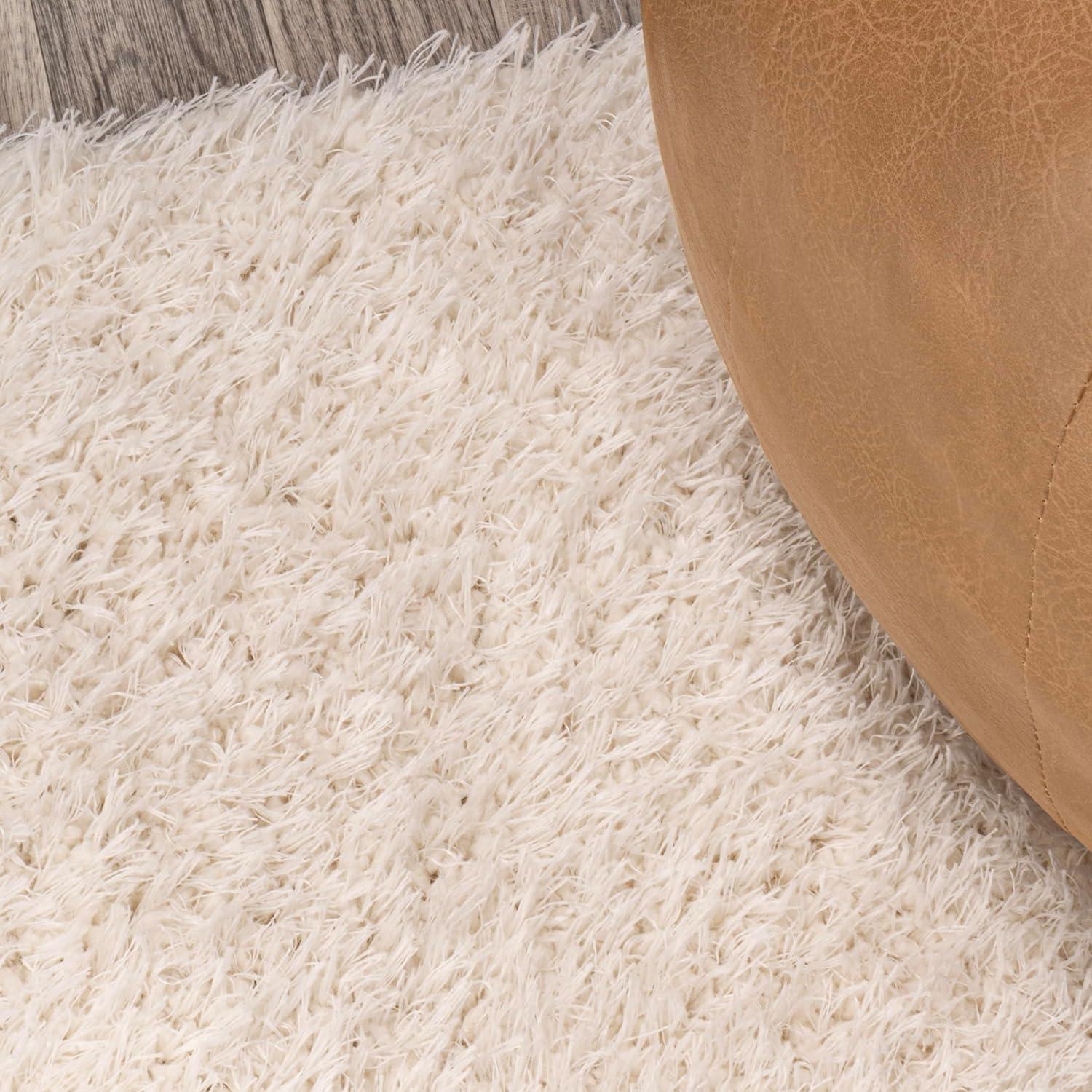 image:imageJONATHAN Y Machine Washable Light Blue Indoor Area Rug 3X5 ft Clayton Coastal Solid Glam Shag for Living Room Bedroom Kitchen Office EasyCleaning PetFriendly NonShedding WSH400E3White