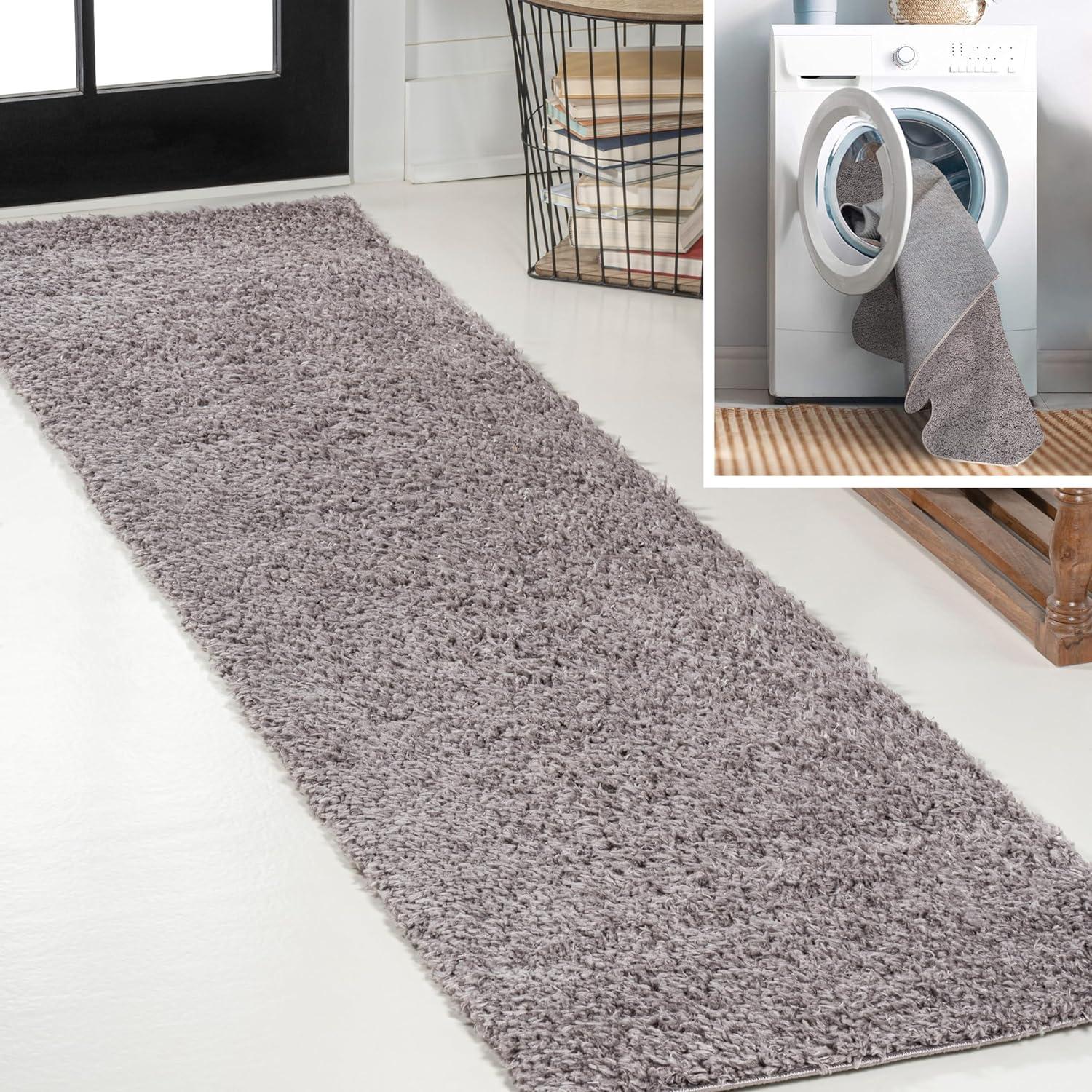 image:imageJONATHAN Y Machine Washable Light Blue Indoor Area Rug 3X5 ft Clayton Coastal Solid Glam Shag for Living Room Bedroom Kitchen Office EasyCleaning PetFriendly NonShedding WSH400E3Grey