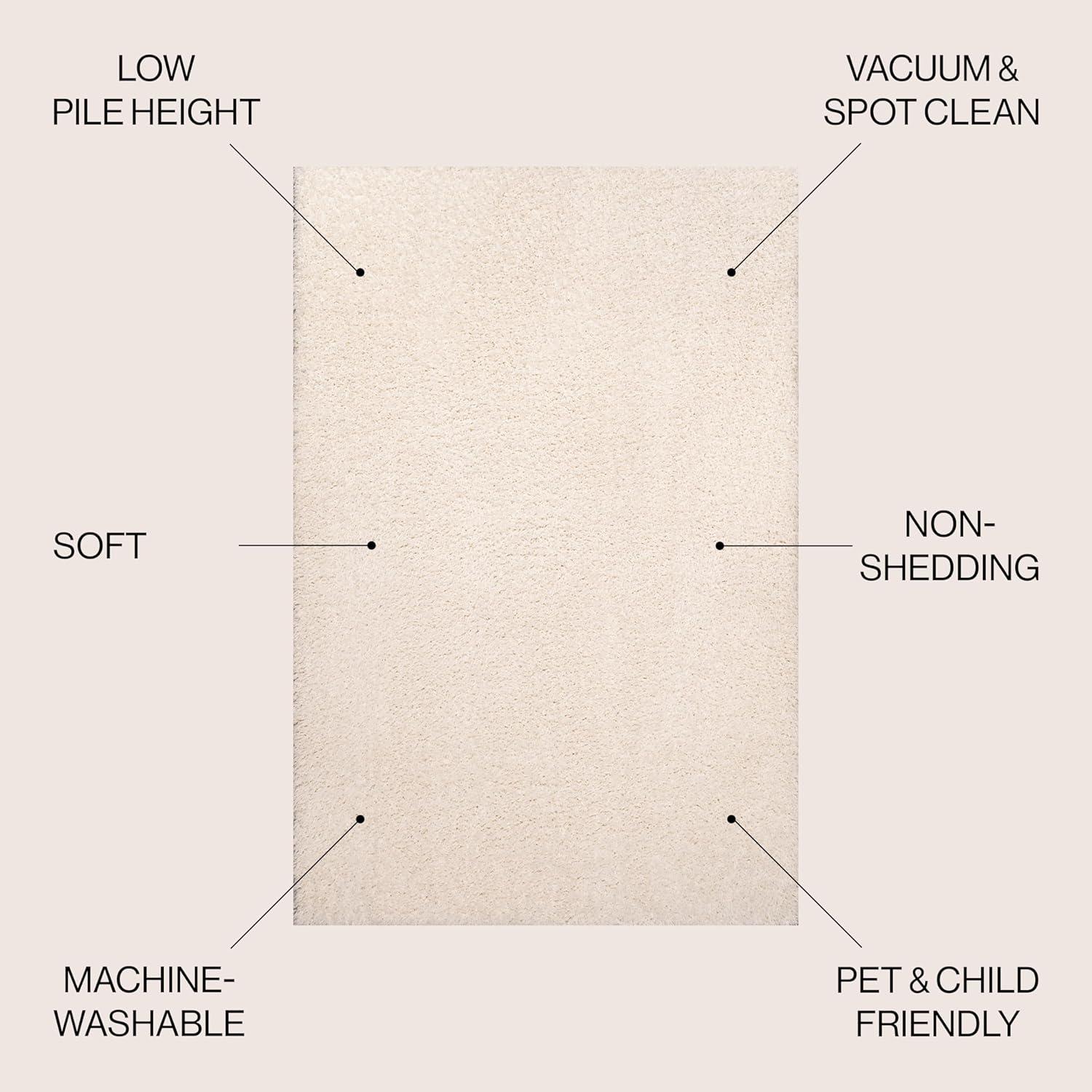 image:imageJONATHAN Y Machine Washable Light Blue Indoor Area Rug 3X5 ft Clayton Coastal Solid Glam Shag for Living Room Bedroom Kitchen Office EasyCleaning PetFriendly NonShedding WSH400E3White