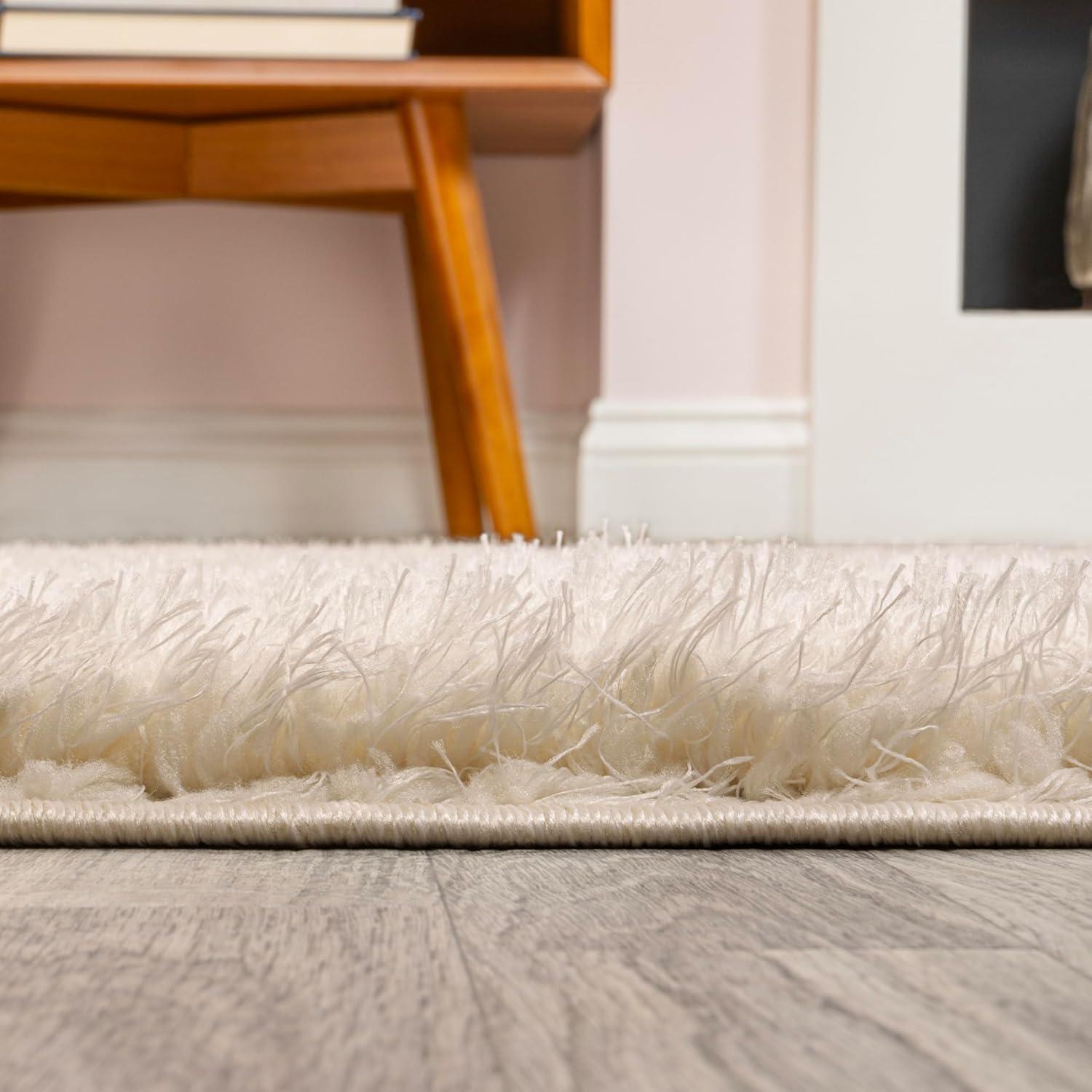 image:imageJONATHAN Y Machine Washable Light Blue Indoor Area Rug 3X5 ft Clayton Coastal Solid Glam Shag for Living Room Bedroom Kitchen Office EasyCleaning PetFriendly NonShedding WSH400E3White