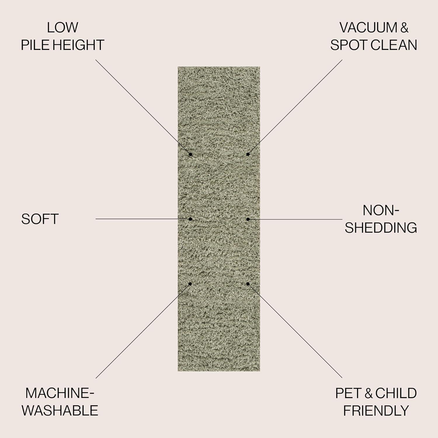 image:imageJONATHAN Y Machine Washable Light Blue Indoor Area Rug 3X5 ft Clayton Coastal Solid Glam Shag for Living Room Bedroom Kitchen Office EasyCleaning PetFriendly NonShedding WSH400E3Green