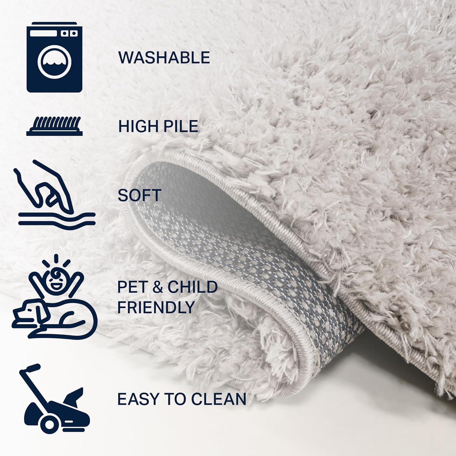 image:imageJONATHAN Y Machine Washable Light Blue Indoor Area Rug 3X5 ft Clayton Coastal Solid Glam Shag for Living Room Bedroom Kitchen Office EasyCleaning PetFriendly NonShedding WSH400E3Light Gray