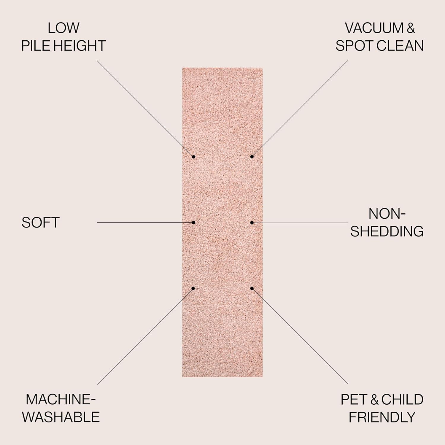 image:imageJONATHAN Y Machine Washable Light Blue Indoor Area Rug 3X5 ft Clayton Coastal Solid Glam Shag for Living Room Bedroom Kitchen Office EasyCleaning PetFriendly NonShedding WSH400E3Pink