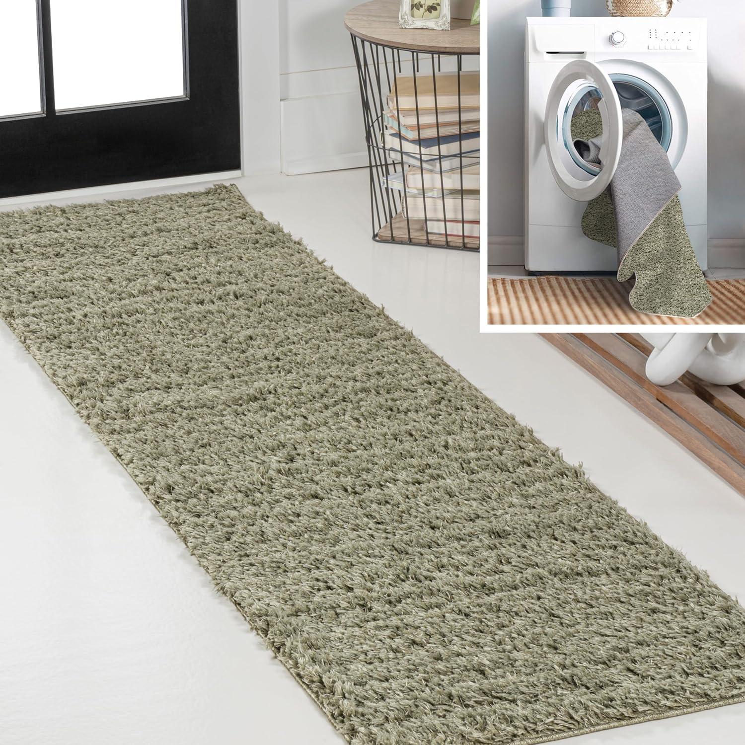 image:imageJONATHAN Y Machine Washable Light Blue Indoor Area Rug 3X5 ft Clayton Coastal Solid Glam Shag for Living Room Bedroom Kitchen Office EasyCleaning PetFriendly NonShedding WSH400E3Green