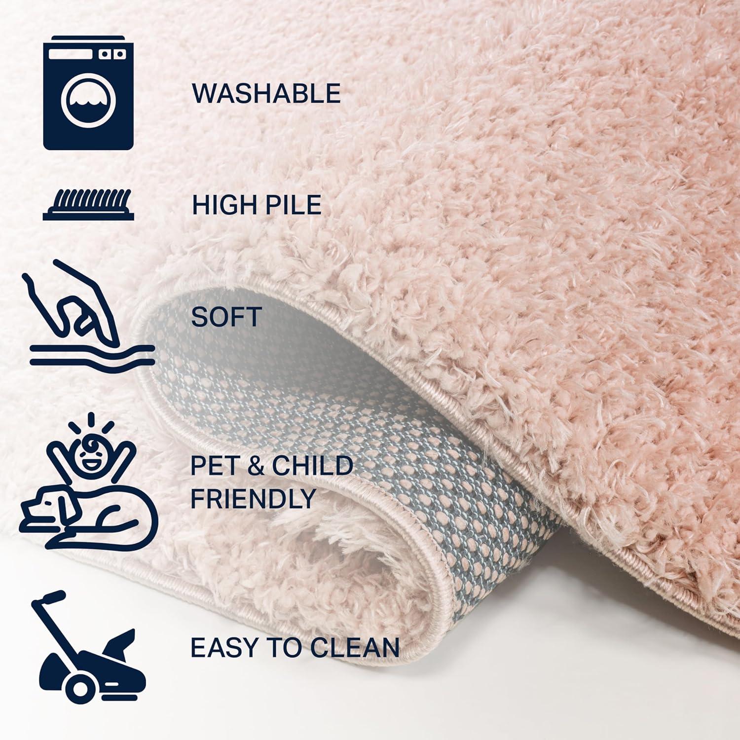 image:imageJONATHAN Y Machine Washable Light Blue Indoor Area Rug 3X5 ft Clayton Coastal Solid Glam Shag for Living Room Bedroom Kitchen Office EasyCleaning PetFriendly NonShedding WSH400E3Pink