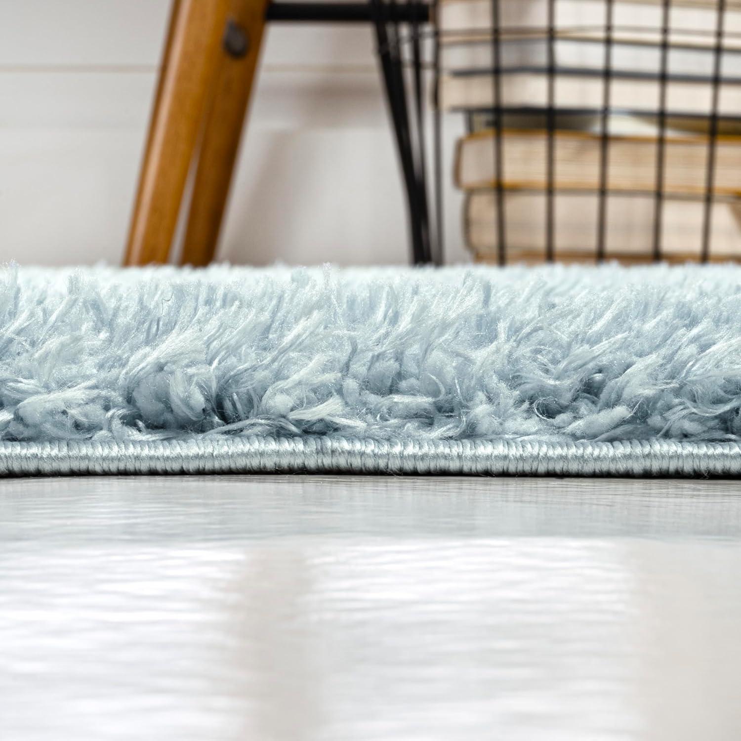 image:imageJONATHAN Y Machine Washable Light Blue Indoor Area Rug 3X5 ft Clayton Coastal Solid Glam Shag for Living Room Bedroom Kitchen Office EasyCleaning PetFriendly NonShedding WSH400E3Light Blue