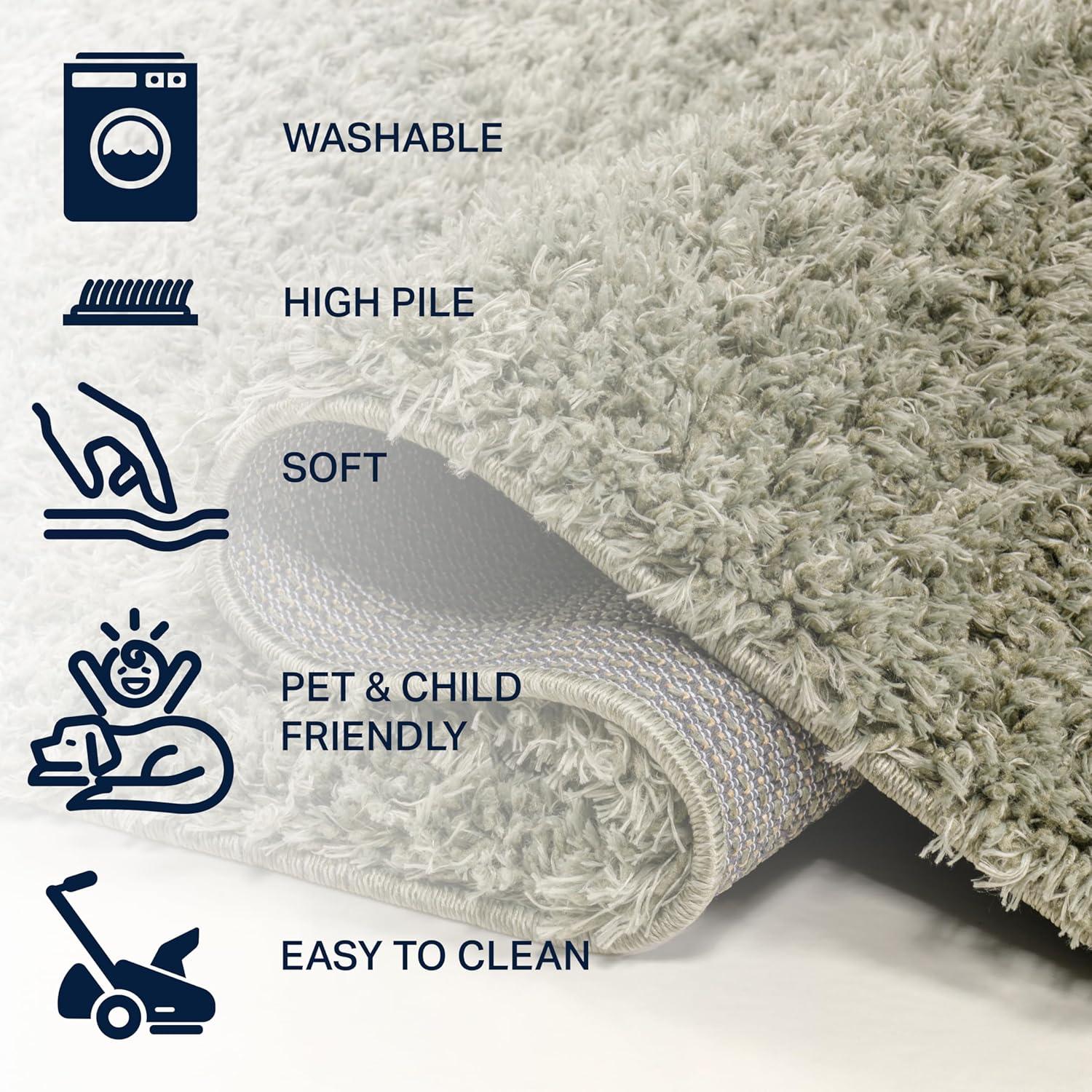 image:imageJONATHAN Y Machine Washable Light Blue Indoor Area Rug 3X5 ft Clayton Coastal Solid Glam Shag for Living Room Bedroom Kitchen Office EasyCleaning PetFriendly NonShedding WSH400E3Green