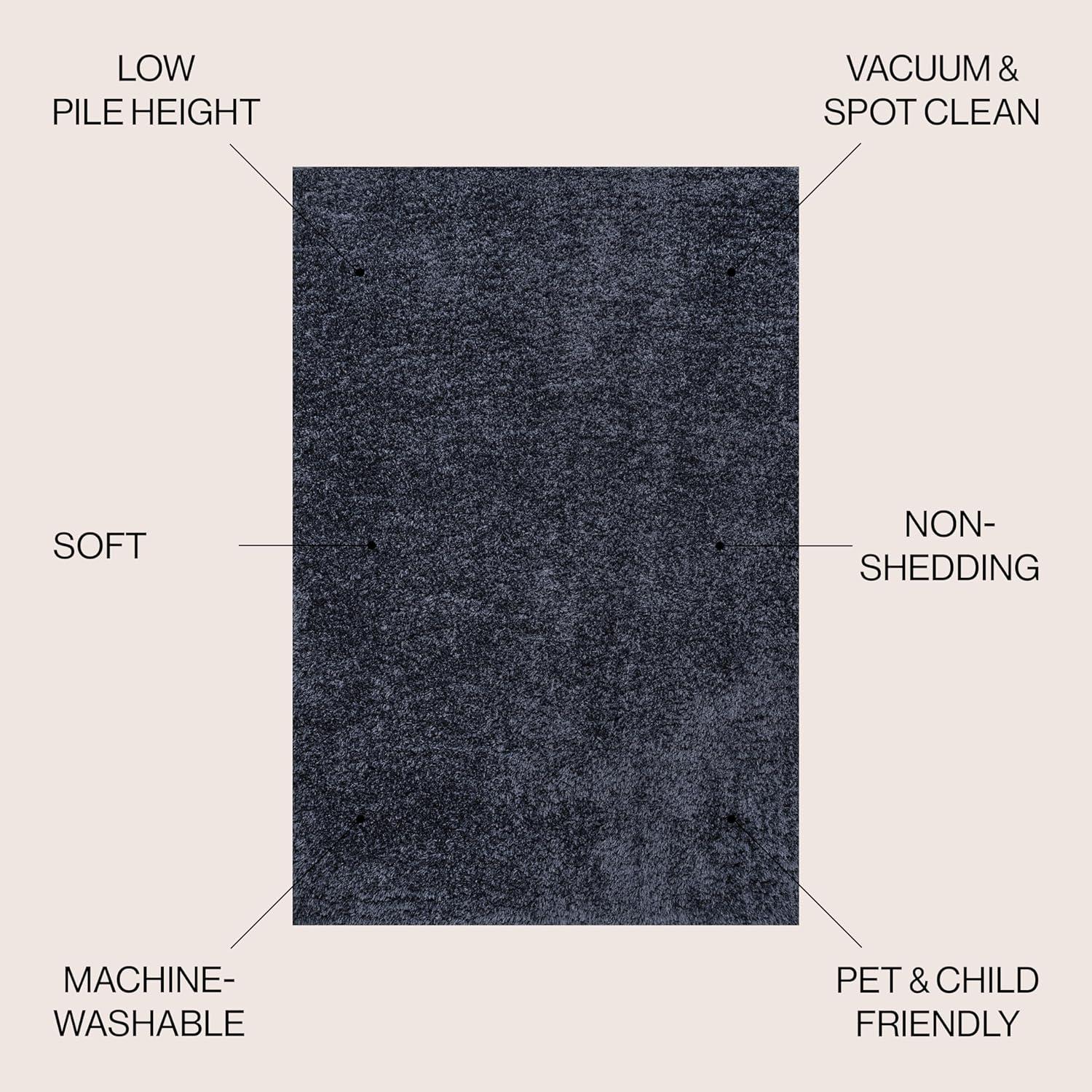 image:imageJONATHAN Y Machine Washable Light Blue Indoor Area Rug 3X5 ft Clayton Coastal Solid Glam Shag for Living Room Bedroom Kitchen Office EasyCleaning PetFriendly NonShedding WSH400E3Navy