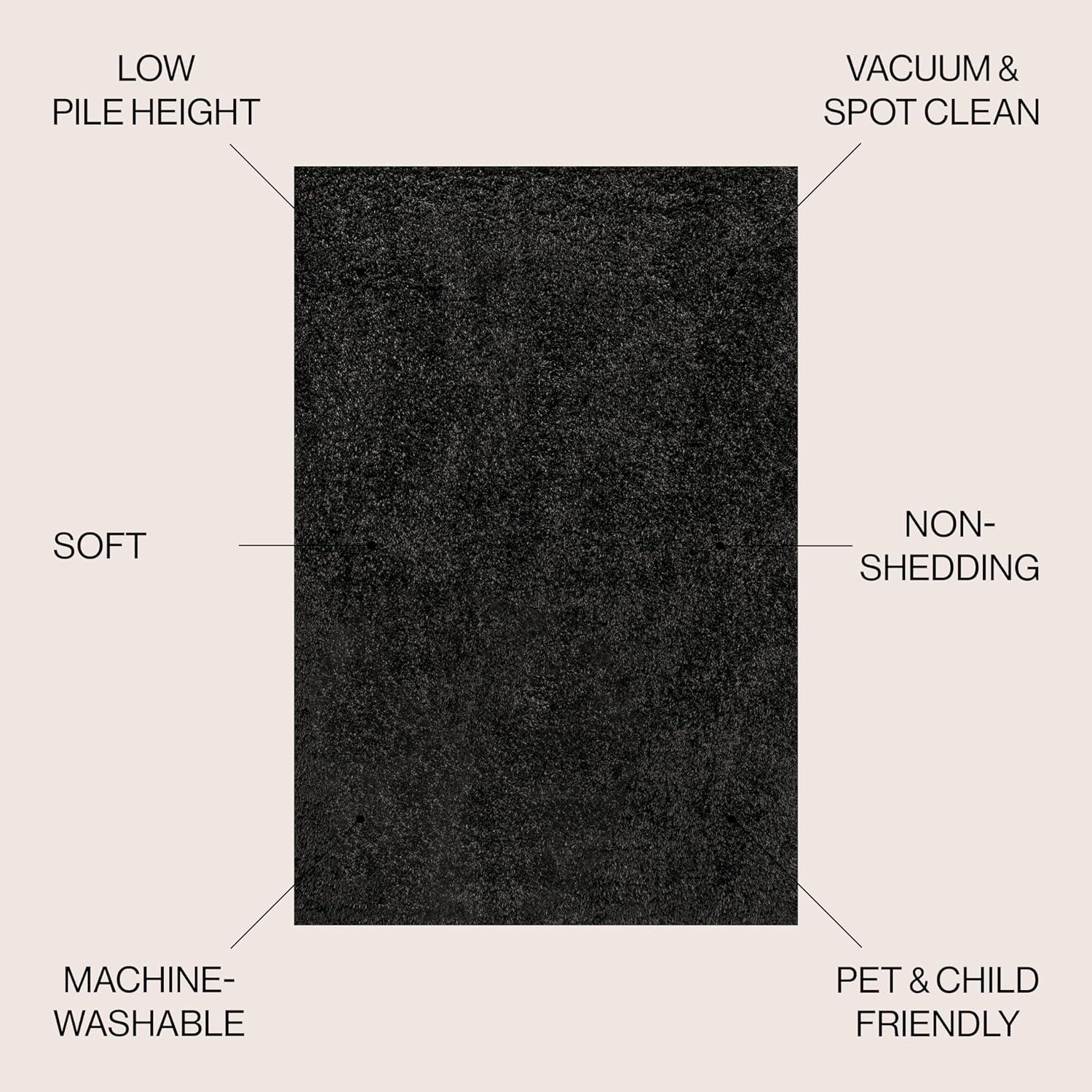 image:imageJONATHAN Y Machine Washable Light Blue Indoor Area Rug 3X5 ft Clayton Coastal Solid Glam Shag for Living Room Bedroom Kitchen Office EasyCleaning PetFriendly NonShedding WSH400E3Black