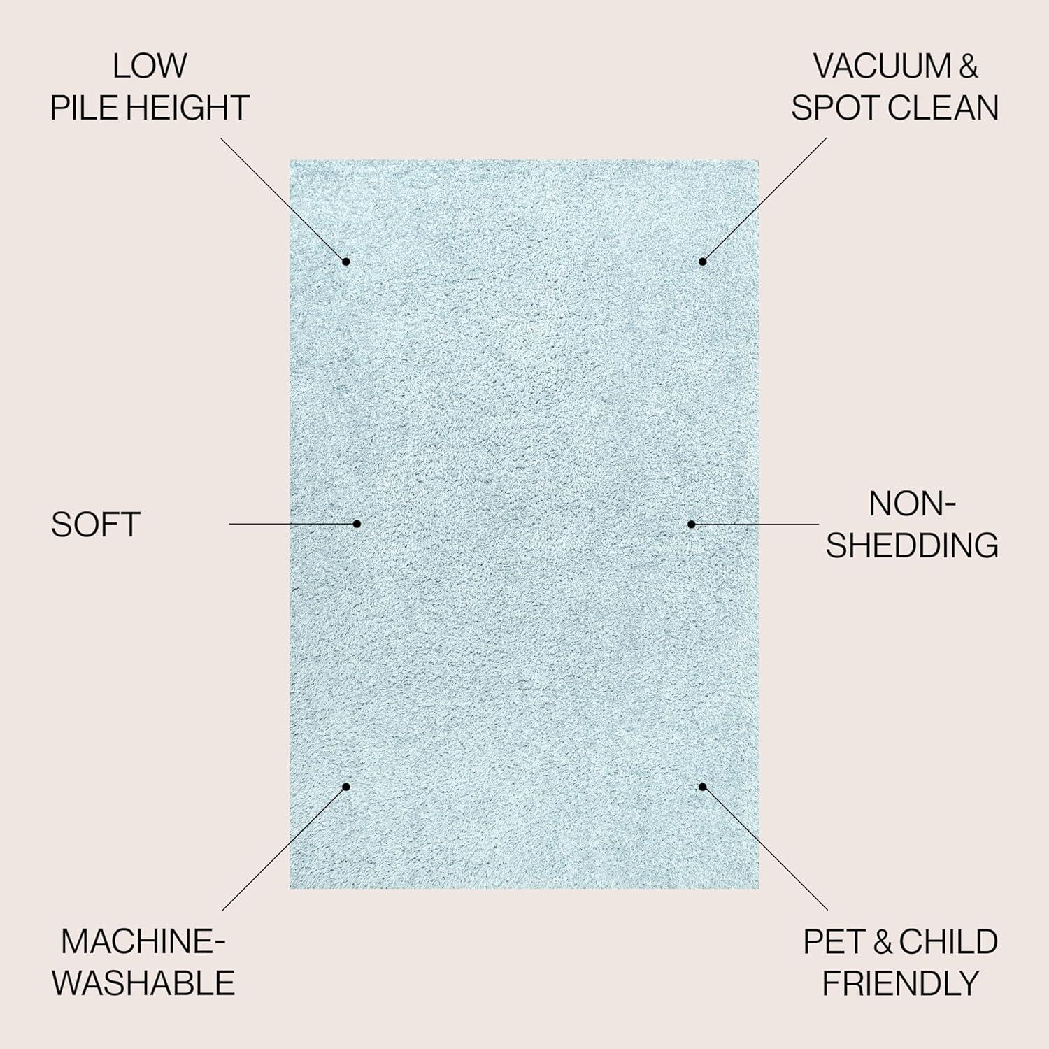 image:imageJONATHAN Y Machine Washable Light Blue Indoor Area Rug 3X5 ft Clayton Coastal Solid Glam Shag for Living Room Bedroom Kitchen Office EasyCleaning PetFriendly NonShedding WSH400E3Light Blue