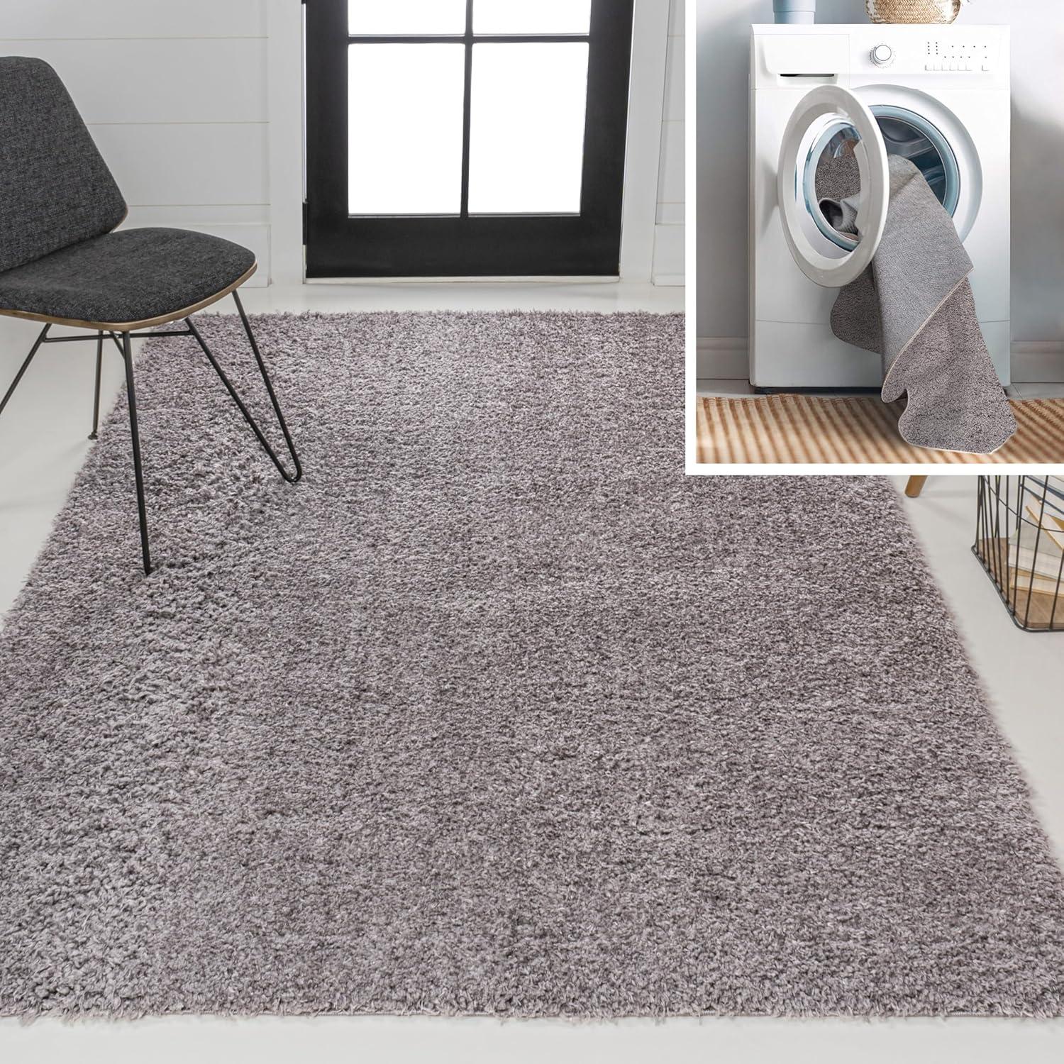 image:imageJONATHAN Y Machine Washable Light Blue Indoor Area Rug 3X5 ft Clayton Coastal Solid Glam Shag for Living Room Bedroom Kitchen Office EasyCleaning PetFriendly NonShedding WSH400E3Grey