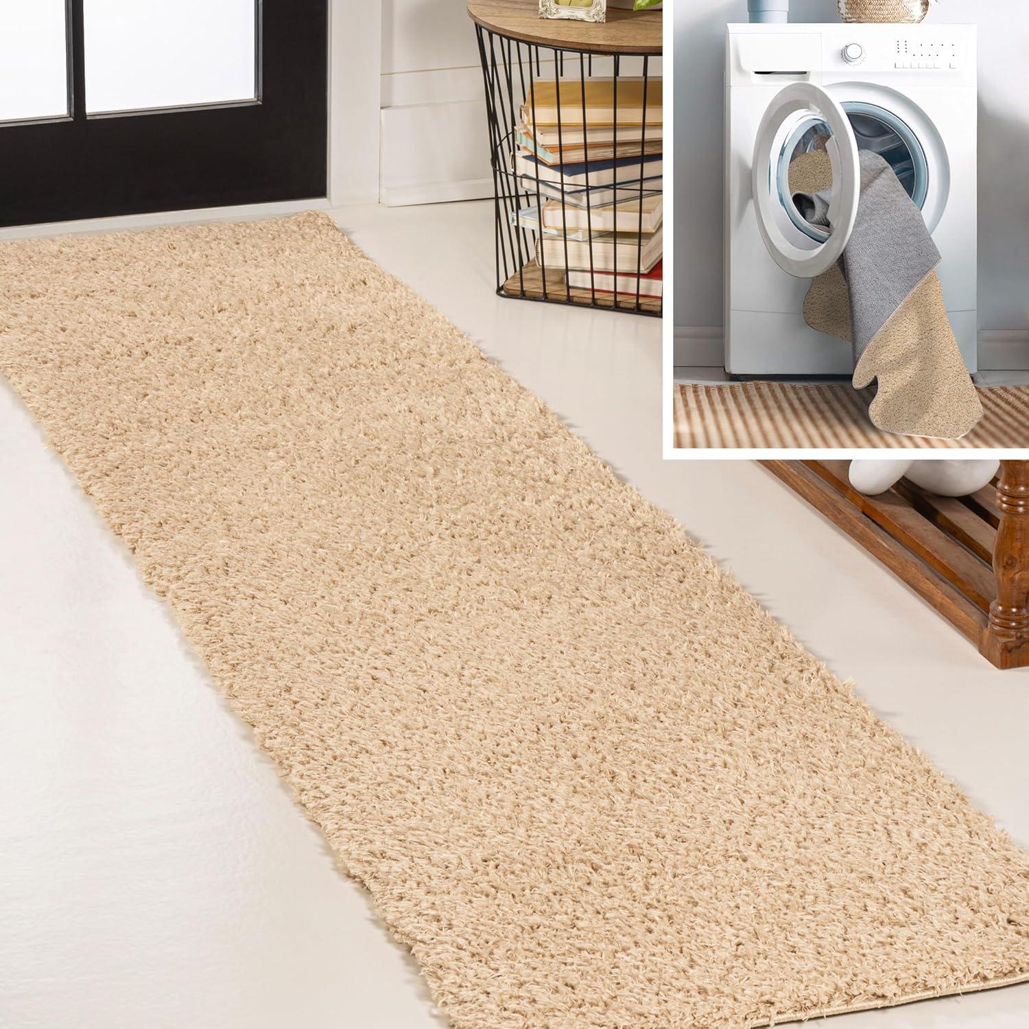 image:imageJONATHAN Y Machine Washable Light Blue Indoor Area Rug 3X5 ft Clayton Coastal Solid Glam Shag for Living Room Bedroom Kitchen Office EasyCleaning PetFriendly NonShedding WSH400E3Ivory
