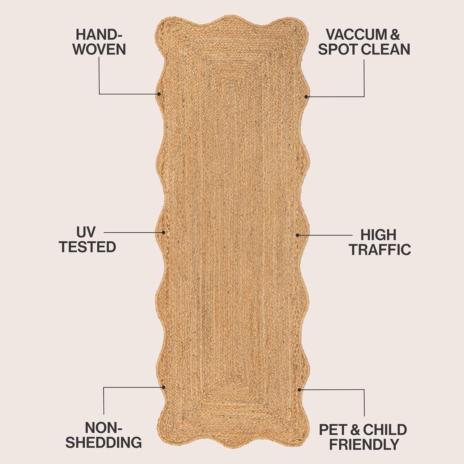 image:imageJONATHAN Y Seaside Cottage Scallop Edge Jute Natural Indoor Area Rug 5x8 Farmhouse Rustic Cottage EasyCleaning for Living Room Bedroom Kitchen NonShedding RNF201A5Natural