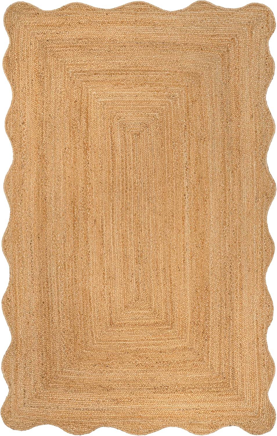 image:imageJONATHAN Y Seaside Cottage Scallop Edge Jute Natural Indoor Area Rug 5x8 Farmhouse Rustic Cottage EasyCleaning for Living Room Bedroom Kitchen NonShedding RNF201A5Natural