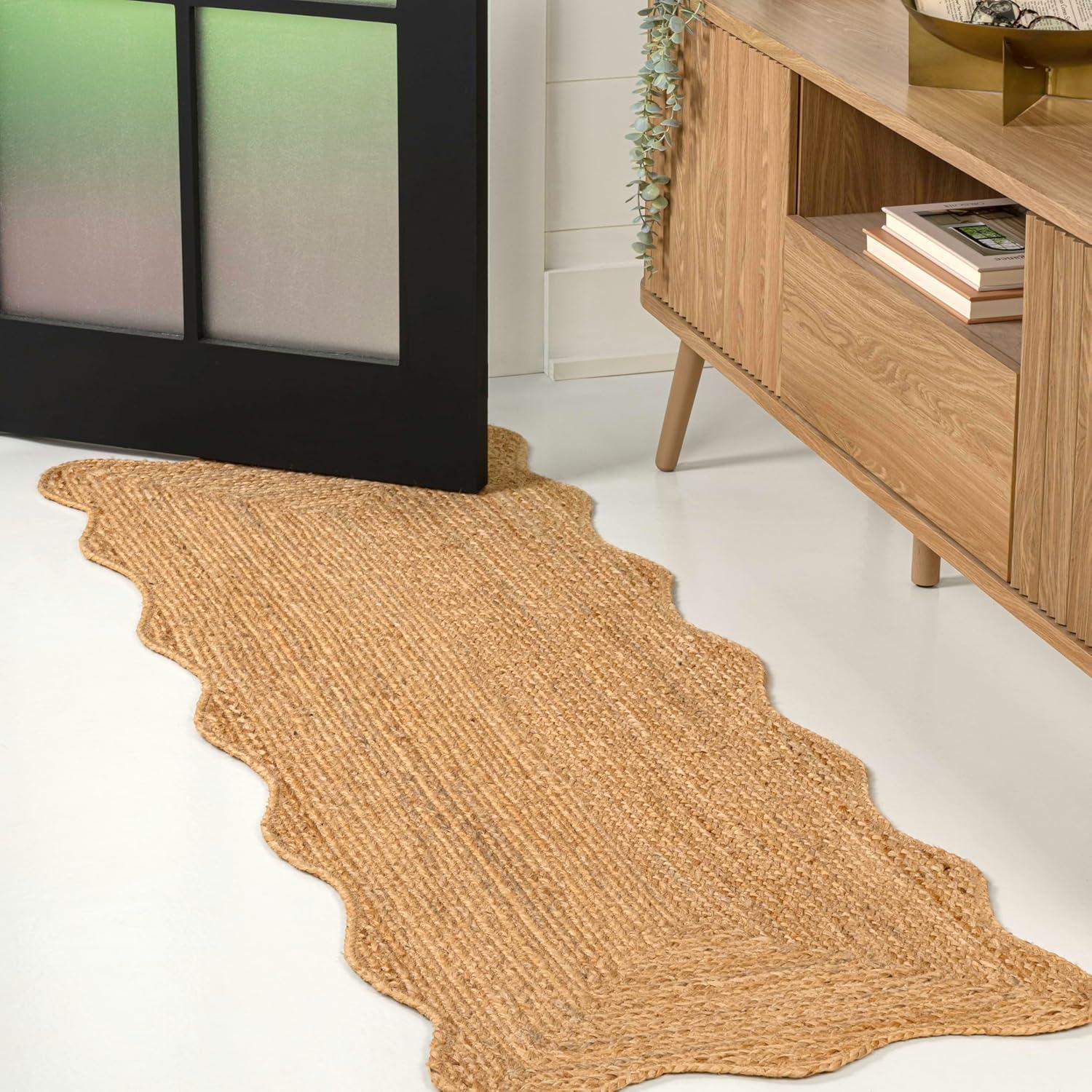 image:imageJONATHAN Y Seaside Cottage Scallop Edge Jute Natural Indoor Area Rug 5x8 Farmhouse Rustic Cottage EasyCleaning for Living Room Bedroom Kitchen NonShedding RNF201A5Natural