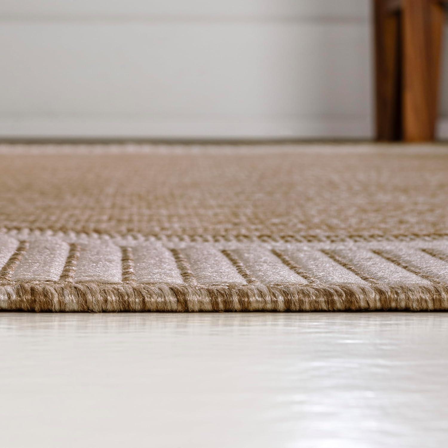 image:imageJONATHAN Y Wide Stripe Border Indoor Outdoor Area Rug 3X5 BeigeCream Hali Coastal Casual for Backyard Patio Porch EasyCleaning High Traffic PetFriendly NonShedding TSN211A34 x 6 Rectangular