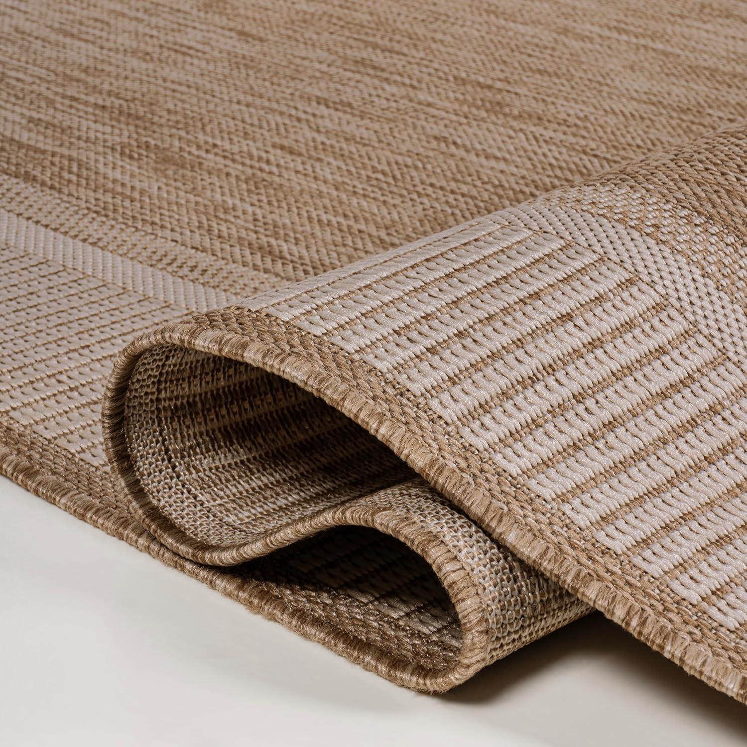 image:imageJONATHAN Y Wide Stripe Border Indoor Outdoor Area Rug 3X5 BeigeCream Hali Coastal Casual for Backyard Patio Porch EasyCleaning High Traffic PetFriendly NonShedding TSN211A3211 x 411 Rectangular