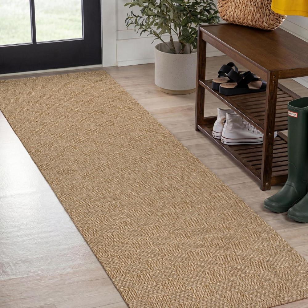 image:imageJONATHAN Y Easy Jute Rustic Indoor Outdoor Area Rug Natural 5X8 Mason Checker for Backyard Patio EasyCleaning High Traffic PetFriendly Hose Washable NonShedding FXV201A5Natural