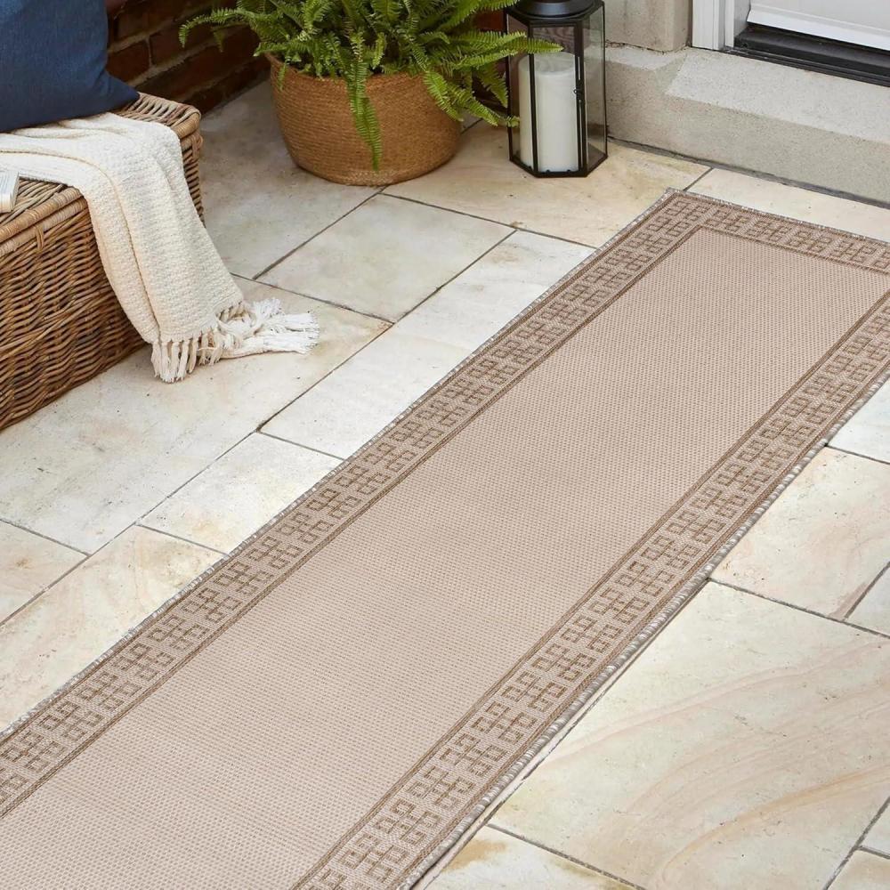image:imageJONATHAN Y Geometric Border Indoor Outdoor Area Rug 3X5 CreamBeige Athena Classic for Backyard Patio Porch EasyCleaning High Traffic PetFriendly NonShedding TSN212A32 x 710 Runner