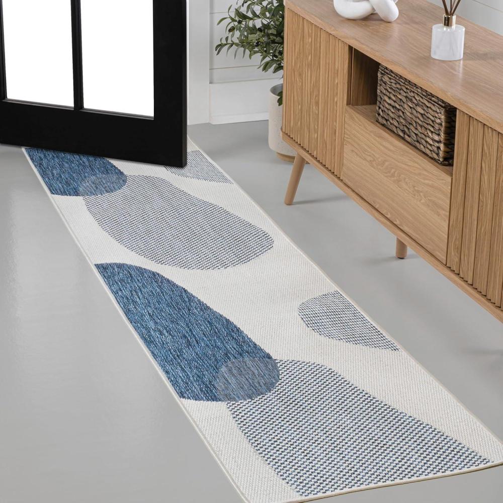 image:imageJONATHAN Y Geometric Organic Shapes Indoor Outdoor Area Rug 3X5 CreamNavy Zia Modern for Backyard Patio Porch EasyCleaning High Traffic PetFriendly NonShedding TSN306B3CreamNavy