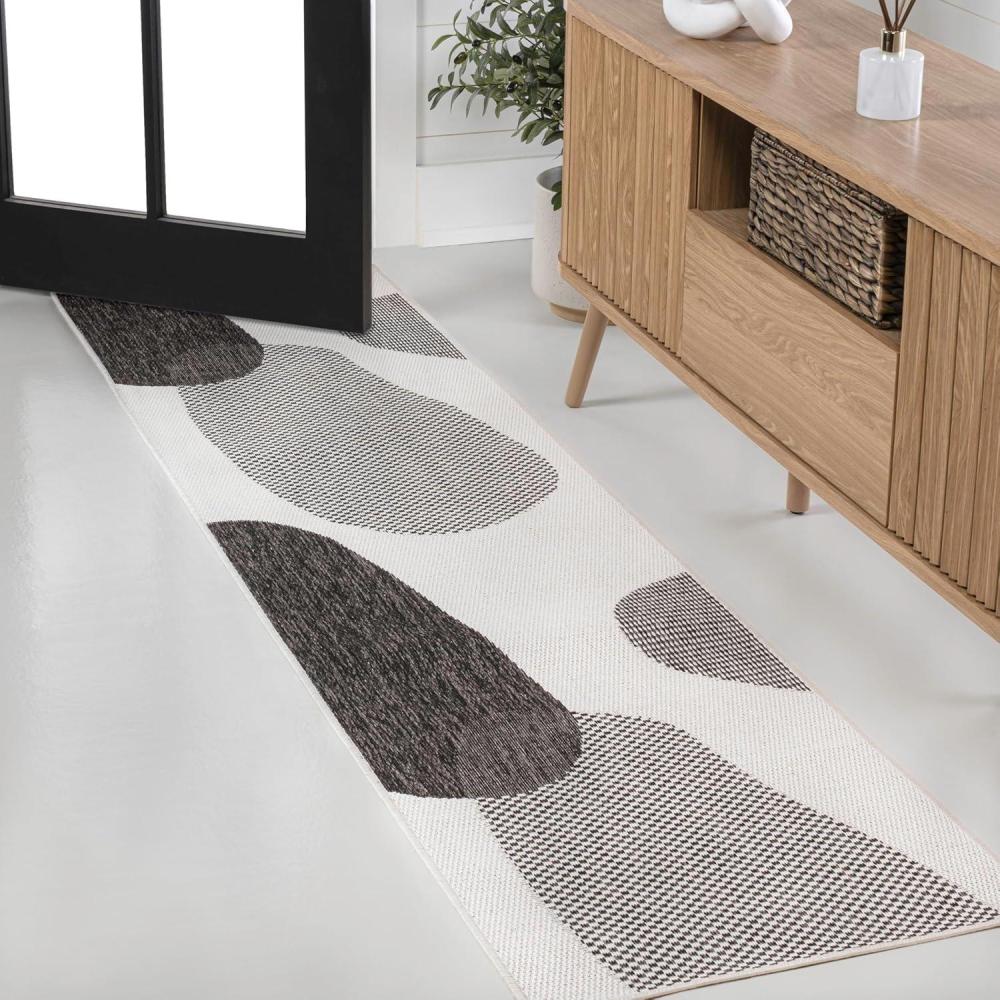 image:imageJONATHAN Y Geometric Organic Shapes Indoor Outdoor Area Rug 3X5 CreamNavy Zia Modern for Backyard Patio Porch EasyCleaning High Traffic PetFriendly NonShedding TSN306B3CreamBlack