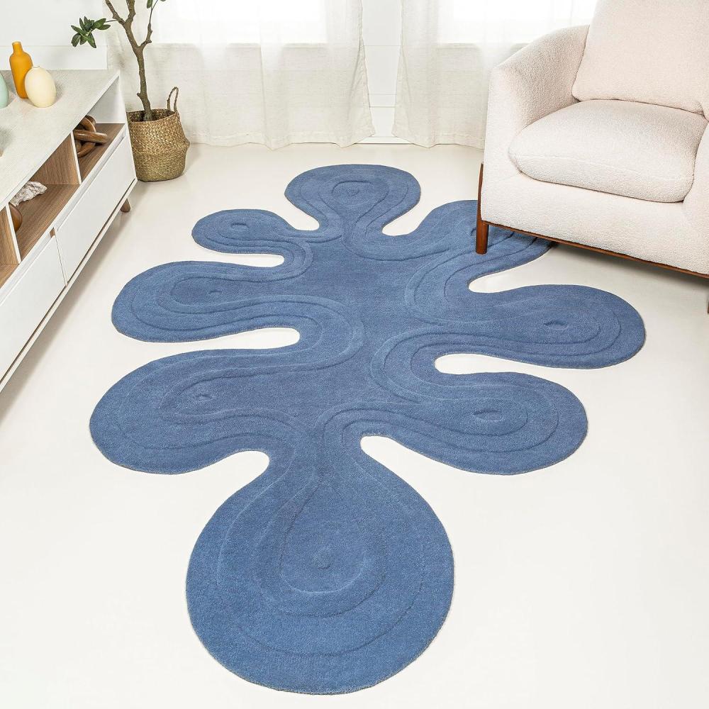 image:imageJONATHAN Y Handwoven Wool Periwinkle Blue Shaped Indoor Area Rug 5x8 Amoeba Contemporary Abstract EasyCleaning for Living Room Bedroom Kitchen Pet Friendly NonShedding GST100C5Periwinkle Blue