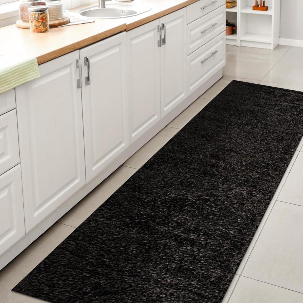 image:imageJONATHAN Y Machine Washable Light Blue Indoor Area Rug 3X5 ft Clayton Coastal Solid Glam Shag for Living Room Bedroom Kitchen Office EasyCleaning PetFriendly NonShedding WSH400E3Black