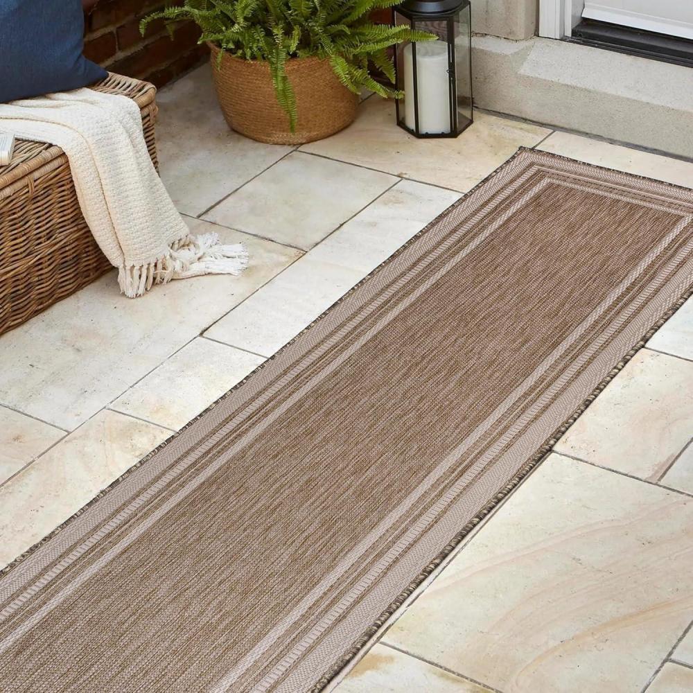 image:imageJONATHAN Y Pinstripe Border Indoor Outdoor Area Rug 3X5 BeigeCream Lido Traditional Casual for Backyard Patio Porch EasyCleaning High Traffic PetFriendly NonShedding TSN210A32 x 710 Runner