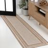 JONATHAN Y Border Stripe Indoor Outdoor Area Rug 3X5 Beige/Cream, Beckett Classic Casual for Backyard, Patio, Porch, Easy-Cleaning, High Traffic, Pet-Friendly, Non-Shedding (TSN208A-3)(2′ x 7’10” (Runner))