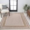 JONATHAN Y Border Stripe Indoor Outdoor Area Rug 3X5 Beige/Cream, Beckett Classic Casual for Backyard, Patio, Porch, Easy-Cleaning, High Traffic, Pet-Friendly, Non-Shedding (TSN208A-3)(4′ x 6′ (Rectangular))