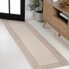 JONATHAN Y Geometric Border Indoor Outdoor Area Rug 3X5 Cream/Beige, Athena Classic for Backyard, Patio, Porch, Easy-Cleaning, High Traffic, Pet-Friendly, Non-Shedding (TSN212A-3)(2′ x 7’10” (Runner))