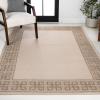 JONATHAN Y Geometric Border Indoor Outdoor Area Rug 3X5 Cream/Beige, Athena Classic for Backyard, Patio, Porch, Easy-Cleaning, High Traffic, Pet-Friendly, Non-Shedding (TSN212A-3)(4′ x 6′ (Rectangular))