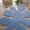 JONATHAN Y Handwoven Wool Periwinkle Blue Shaped Indoor Area Rug, 5×8, Amoeba Contemporary Abstract, Easy-Cleaning for Living Room, Bedroom, Kitchen, Pet Friendly, Non-Shedding (GST100C-5)(Periwinkle Blue)