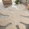 JONATHAN Y Handwoven Wool Periwinkle Blue Shaped Indoor Area Rug, 5×8, Amoeba Contemporary Abstract, Easy-Cleaning for Living Room, Bedroom, Kitchen, Pet Friendly, Non-Shedding (GST100C-5)(Beige)