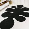 JONATHAN Y Handwoven Wool Periwinkle Blue Shaped Indoor Area Rug, 5×8, Amoeba Contemporary Abstract, Easy-Cleaning for Living Room, Bedroom, Kitchen, Pet Friendly, Non-Shedding (GST100C-5)(Black)