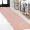 JONATHAN Y Machine Washable Light Blue Indoor Area Rug 3X5 ft, Clayton Coastal Solid Glam Shag for Living Room, Bedroom, Kitchen, Office, Easy-Cleaning, Pet-Friendly, Non-Shedding WSH400E-3(Pink)