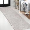 JONATHAN Y Machine Washable Light Blue Indoor Area Rug 3X5 ft, Clayton Coastal Solid Glam Shag for Living Room, Bedroom, Kitchen, Office, Easy-Cleaning, Pet-Friendly, Non-Shedding WSH400E-3(Light Gray)