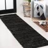 JONATHAN Y Machine Washable Light Blue Indoor Area Rug 3X5 ft, Clayton Coastal Solid Glam Shag for Living Room, Bedroom, Kitchen, Office, Easy-Cleaning, Pet-Friendly, Non-Shedding WSH400E-3(Black)