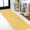 JONATHAN Y Machine Washable Light Blue Indoor Area Rug 3X5 ft, Clayton Coastal Solid Glam Shag for Living Room, Bedroom, Kitchen, Office, Easy-Cleaning, Pet-Friendly, Non-Shedding WSH400E-3(Yellow)