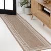 JONATHAN Y Pinstripe Border Indoor Outdoor Area Rug 3X5 Beige/Cream, Lido Traditional Casual for Backyard, Patio, Porch, Easy-Cleaning, High Traffic, Pet-Friendly, Non-Shedding (TSN210A-3)(2′ x 7’10” (Runner))