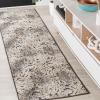 JONATHAN Y Shabby Damask Indoor Outdoor Area Rug 3X5 Cream/Beige/Dark Gray, Duenas High-Low for Backyard, Patio, Porch, Easy-Cleaning, High Traffic, Pet-Friendly, Non-Shedding (SBH110A-3)(2′ x 8′ (Runner))
