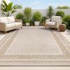 JONATHAN Y Border Stripe Indoor Outdoor Area Rug 3X5 Beige/Cream, Beckett Classic Casual for Backyard, Patio, Porch, Easy-Cleaning, High Traffic, Pet-Friendly, Non-Shedding (TSN208A-3)(2’11” x 4’11” (Rectangular))
