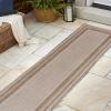JONATHAN Y Border Stripe Indoor Outdoor Area Rug 3X5 Beige/Cream, Beckett Classic Casual for Backyard, Patio, Porch, Easy-Cleaning, High Traffic, Pet-Friendly, Non-Shedding (TSN208A-3)(2′ x 7’10” (Runner))
