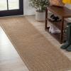JONATHAN Y Easy Jute Rustic Indoor Outdoor Area Rug Natural 5X8, Maxine Border Rib for Backyard, Patio, Easy-Cleaning, High Traffic, Pet-Friendly, Hose Washable, Non-Shedding FXV202A-5(Brown)