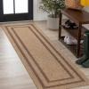 JONATHAN Y Easy Jute Rustic Indoor Outdoor Area Rug Natural/Beige 5X8, Frenzy Border for Backyard, Patio, Easy-Cleaning, High Traffic, Pet-Friendly, Hose Washable, Non-Shedding FXV204A-5(Natural/Brown)