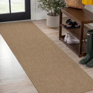 JONATHAN Y Easy Jute Rustic Indoor Outdoor Area Rug Brown 5X8, Rowena Herringbone for Backyard, Patio, Easy-Cleaning, High Traffic, Pet-Friendly, Hose Washable, Non-Shedding FXV203B-5(Beige)
