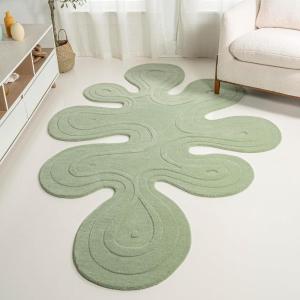JONATHAN Y Handwoven Wool Periwinkle Blue Shaped Indoor Area Rug, 5×8, Amoeba Contemporary Abstract, Easy-Cleaning for Living Room, Bedroom, Kitchen, Pet Friendly, Non-Shedding (GST100C-5)(Mint Green)